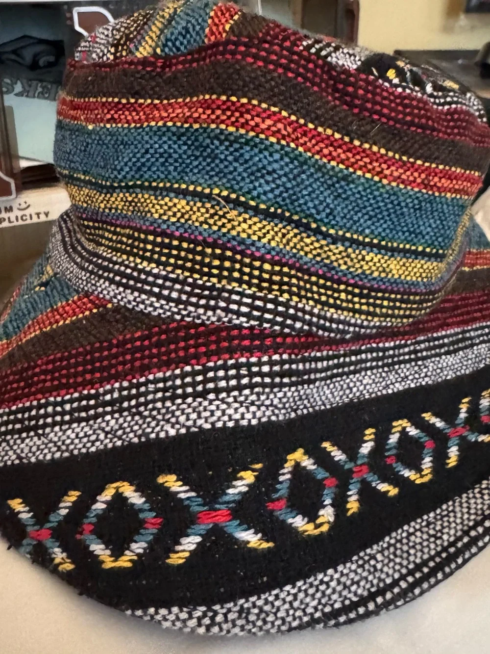 Boho Multicolor Woven Bucket Hat - Women's Patterned Sun Hat